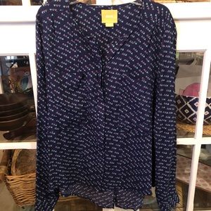 Anthropologie Maeve Bird Print Blouse